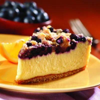 Lemon Blue Crumb Cheesecake