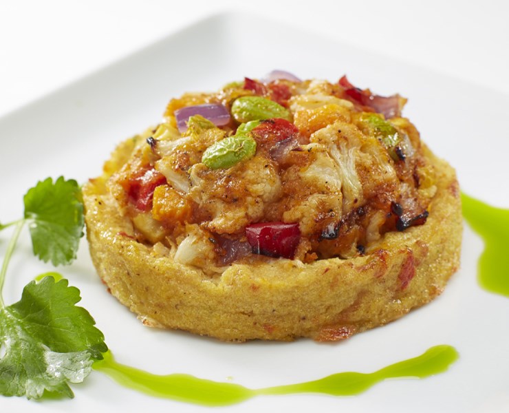 Roasted Vegetable Polenta Cake