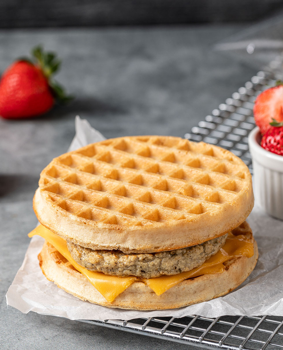 Iw Wg Chicken Sausage W/ Cheese On A Waffle